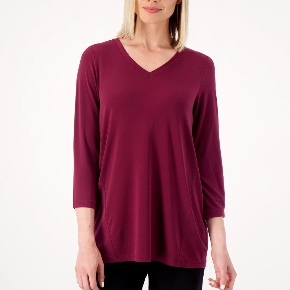 Susan graver QVC red sweater Vneck‎ size